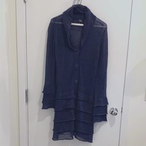 Navy Blue Ruffle Sweater Dress